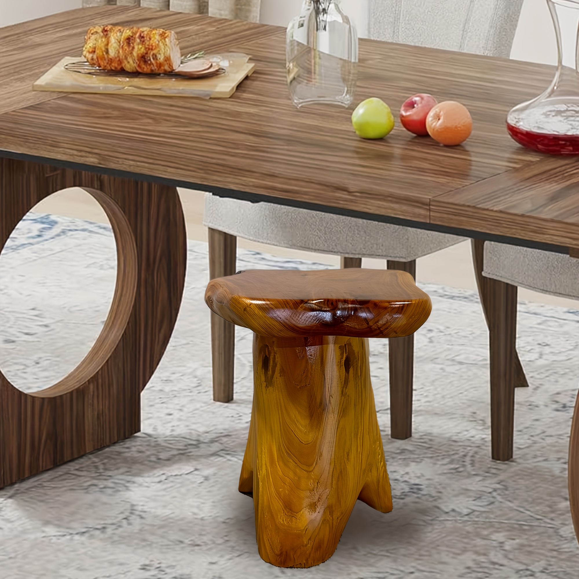 1pc Natural Edge Solid Fir Wood Stool - Rustic Tree Stump Design Indoor/Outdoor Side Table, 280lb Weight Capacity, High Quality Easy-Clean Surface, Versatile for Home, Restaurant, Patio, Living Room Decor, Indoor Outdoor Furniture | Natural Aesthetic | Durable Construction, Solid Wood Furniture - Image 7