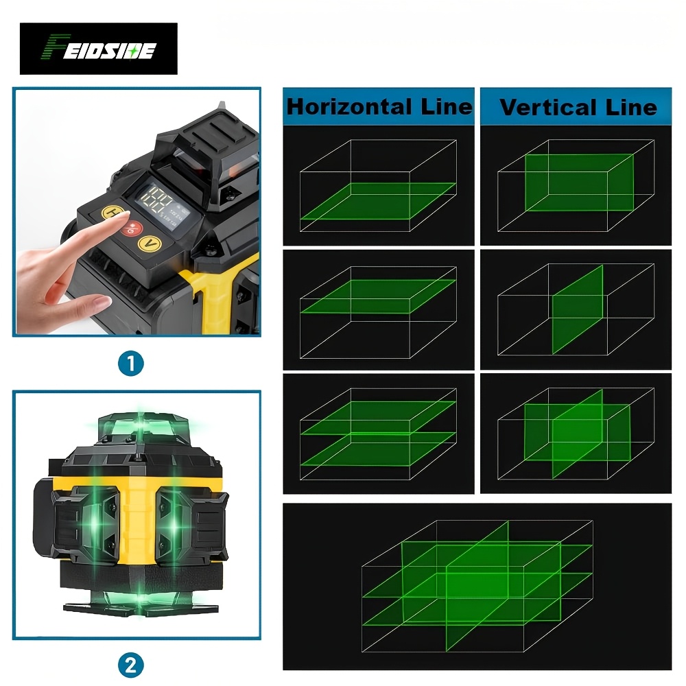 Professional 16-Line Laser Level 360 Self Leveling, 2x 3000mAh Batteries | Remote | Laser Level with 39"Adjustable Tripod, Lazer Leveler Tool for Picture Hanging, Construction, Tile, Renovation, Wall Floor Alignment,laser Level with Tripod - Image 7