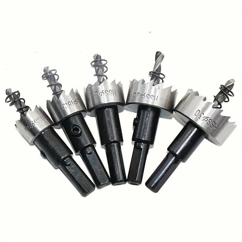 5pcs HSS Drill Bit Set with Tips | 16/18.5/20/25/30mm for Metal Wood, Bright End, Slow Spiral Flute, Triangle Shank, BUFF STACK FULL - Image 2