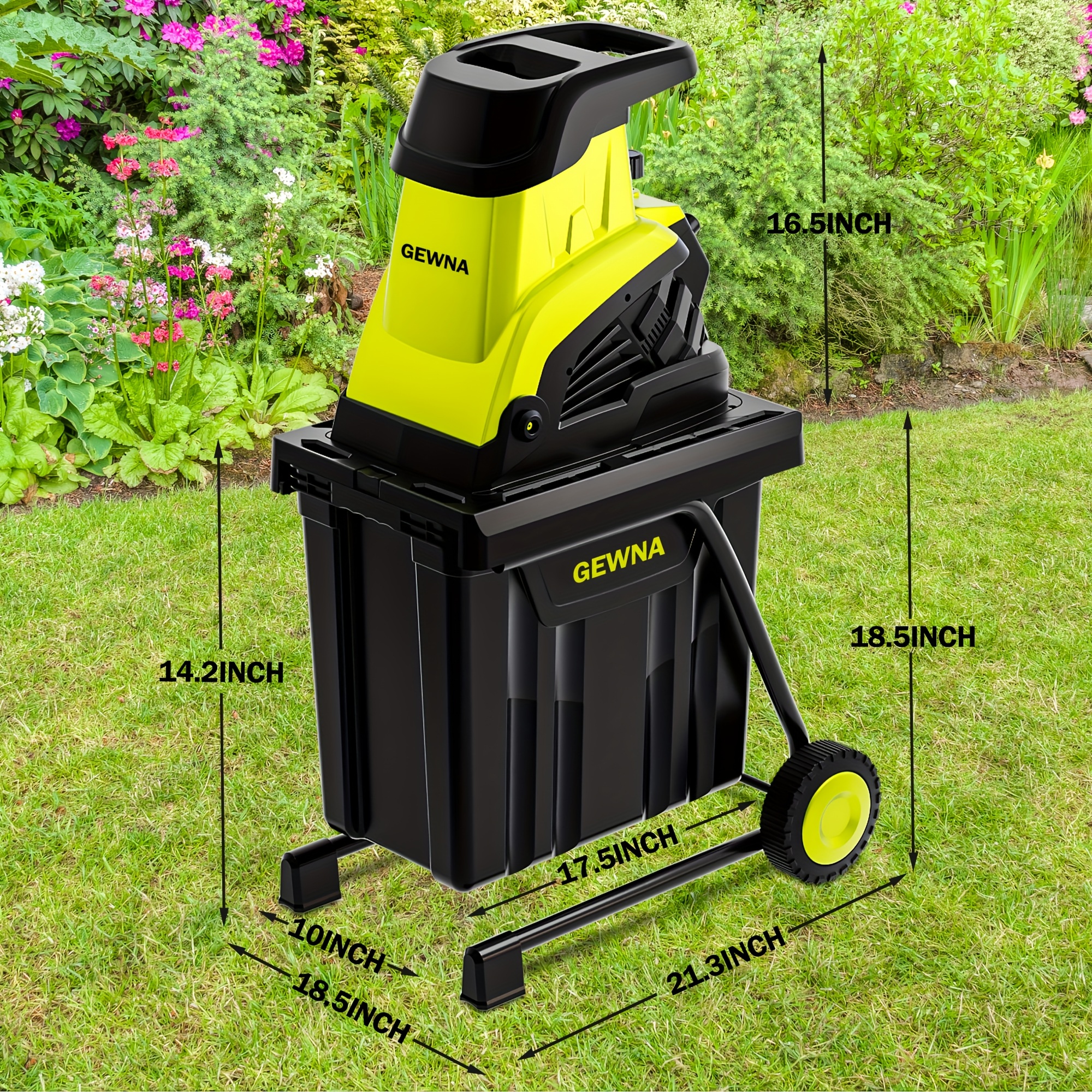 Wood Chipper, 1800W High Power Garden Branch Shredder, 15-Amp Electric Brushless Wood Chipper, Garden Tools With 10 Gallon Collecting Bin, Easy To Clean For Branches, Leaves And Yard Cleanup, Fathers Day Gift - Image 6