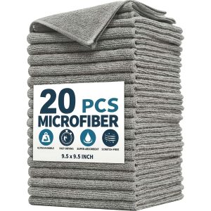 20-Pack Thick Microfiber Cleaning Cloths, Ultra Absorbent Streak-Free, Reusable Multi-Purpose Cleaning Towels for Kitchen Bathroom Car Glass