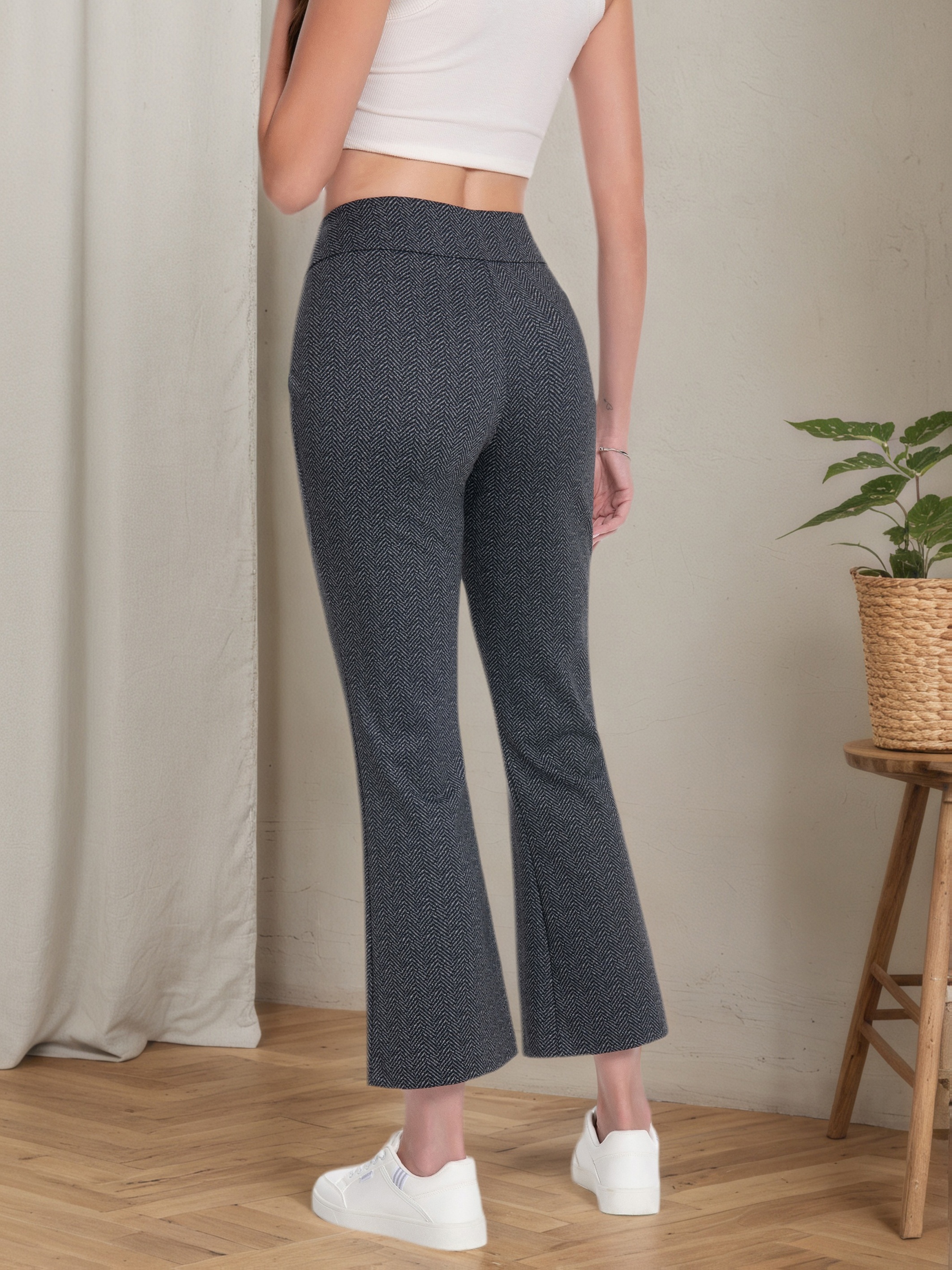 Women Pull On Waistband Bootcut Dress Pants With During Print Ponte Fashion Patten Flare Leg Pant - Image 10