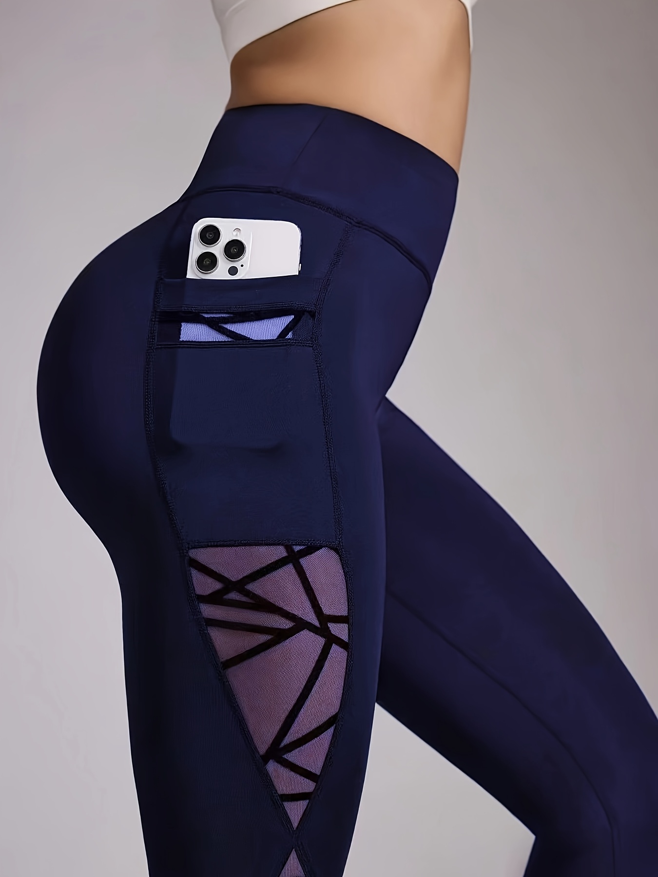 New Butt Lifting and Tummy Control Leggings, Mesh Panel Yoga Pants with Pockets for Women
