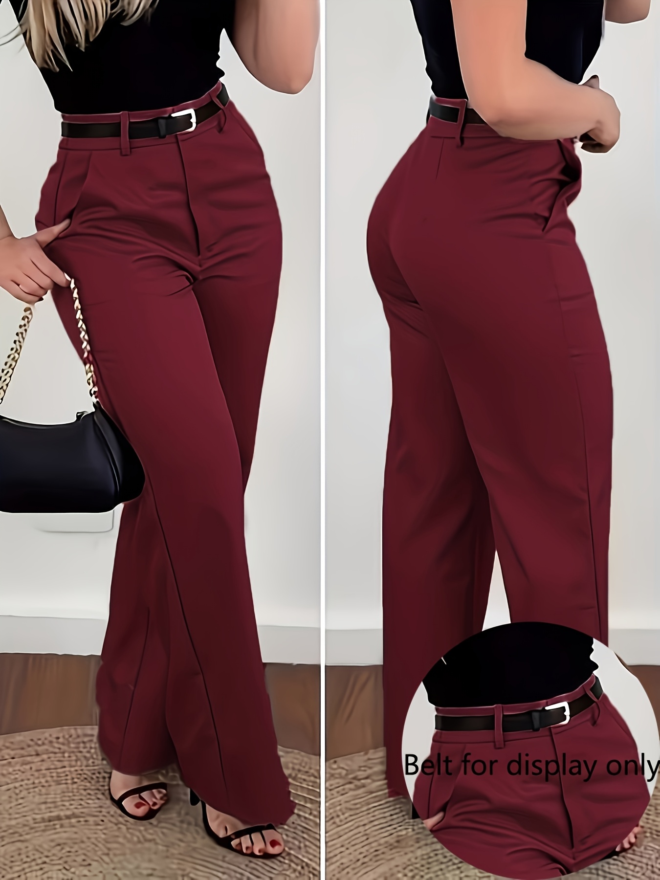 Women'S Fashion Solid Color Elegant Trousers, All-Season Style, Machine Washable, Suitable for Office And Casual Wear - Image 5