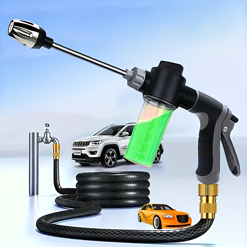 1pc Portable High-Pressure Car Wash Water Gun, Quick Connect Adapters for 3/4 Inch And 1/2 Inch, Multifunctional Garden Hose Nozzle, Adjustable Thickened Rod Spray, Suitable for Car Cleaning And Pet Washing - Image 6