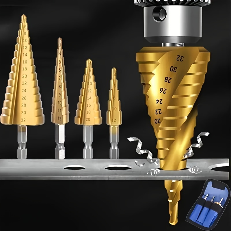 Step Cone Drill Bit Set - Perfect for Cutting Holes in Steel And Other Materials - Home Improvement Tool Kit