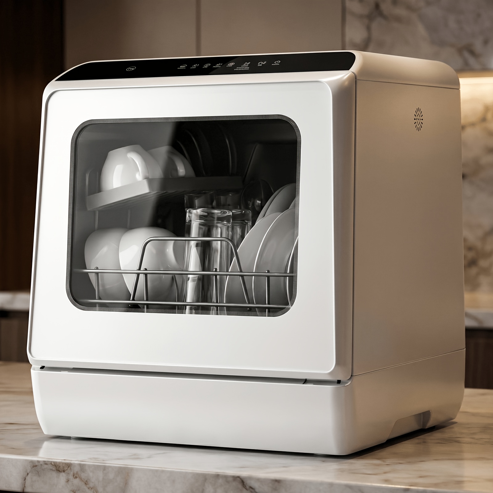 Countertop Dishwasher with 5+1 Programs, Baby Care, Dual Spray, High-Temp, Air-Dry, Timeing Function, No Hookup Needed, Portable Dishwasher with 1.32gal Built-in Water Tank, Mini Dishwasher for Home, Apartments, RVs - Image 6