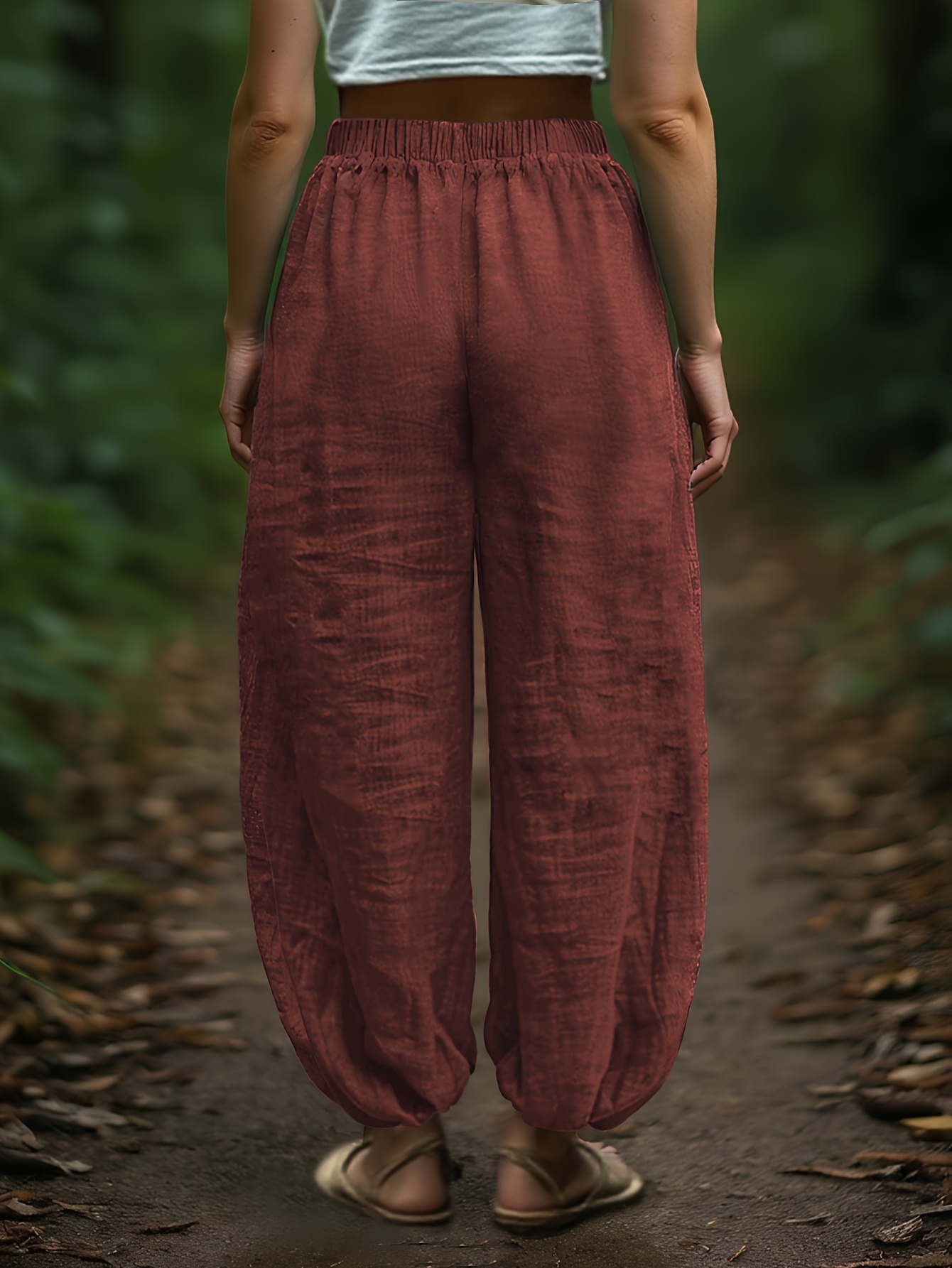 Linen Loose And Comfortable Minimalist Linen Lantern Pants - Image 10