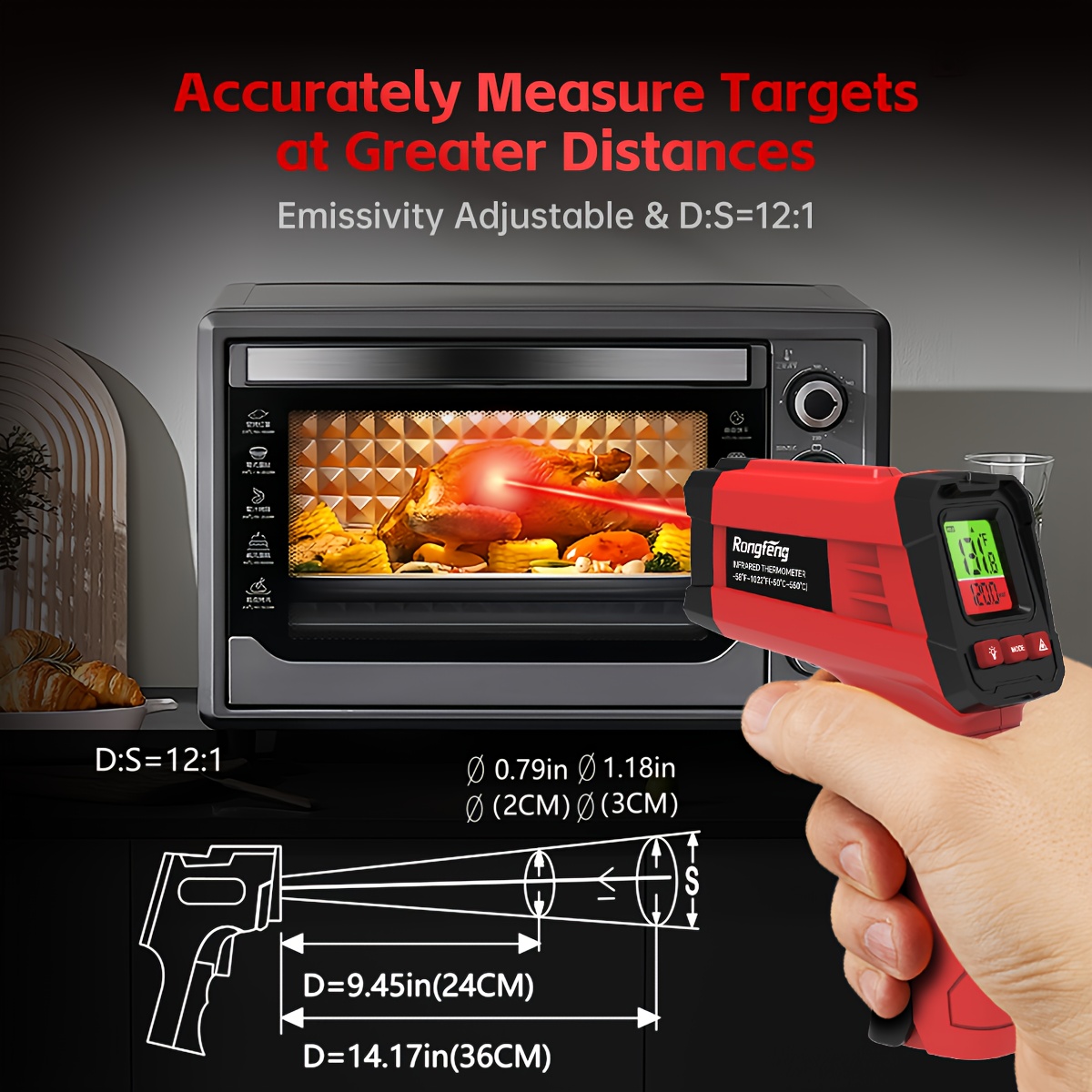 Infrared Thermometer Gun, Non-Contact Surface Thermometer Gun for Pizza Cooking, Ovens, Grills, Frying And Repair(Non-Human) - Image 4