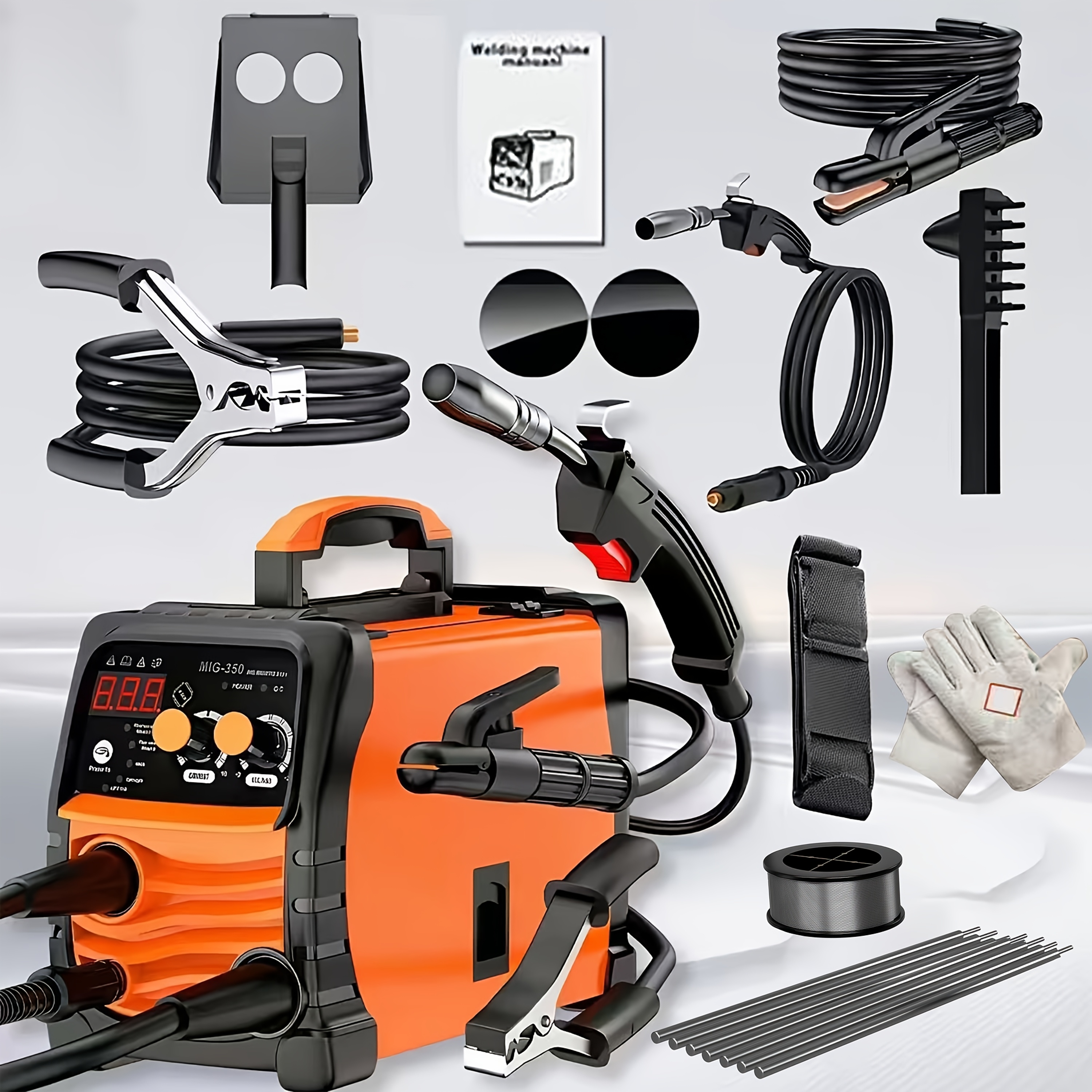 MIG-350/MIG-250 3 In 1 Welding Machine, 110V 60Hz 105A Gasless MIG/Stick ARC Welder With Orange Rubber Case, Complete Starter Kit Include Welding Wire, Rods, Mask Gloves, Portable Welder For Beginners Home Industrial Repair - Image 4