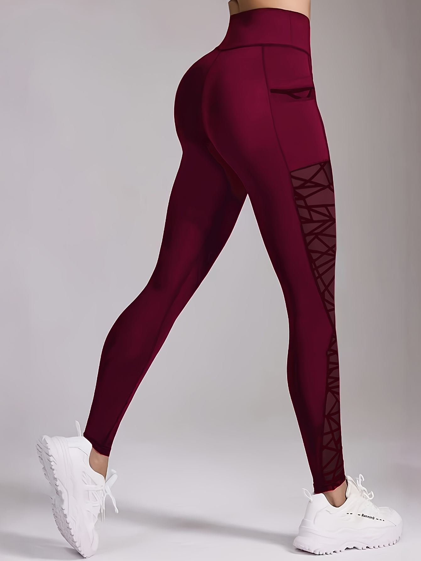 New Butt Lifting and Tummy Control Leggings, Mesh Panel Yoga Pants with Pockets for Women - Image 6