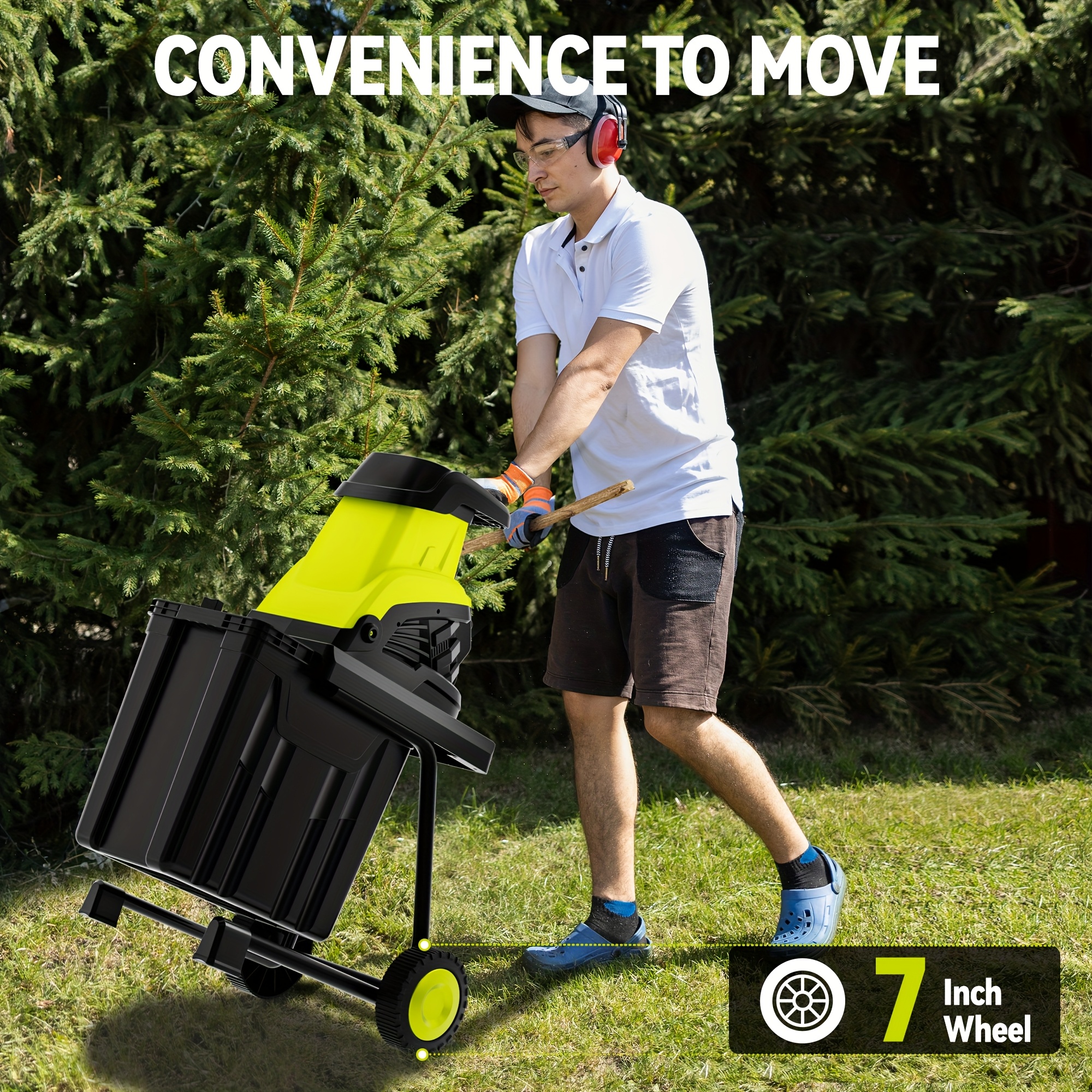 Wood Chipper, 1800W High Power Garden Branch Shredder, 15-Amp Electric Brushless Wood Chipper, Garden Tools With 10 Gallon Collecting Bin, Easy To Clean For Branches, Leaves And Yard Cleanup, Fathers Day Gift - Image 4