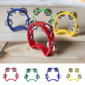Grip Training Musical Educational Toy, 4-Bell Hand Rattle, Dance Performance Hand Rattle, Music Perception Teaching Aid, New Hand Drum, Metal Bell Percussion Instrument, Entertainment Instrument, Plastic Single-Layer Flower Drum Ring, 2026 Football
