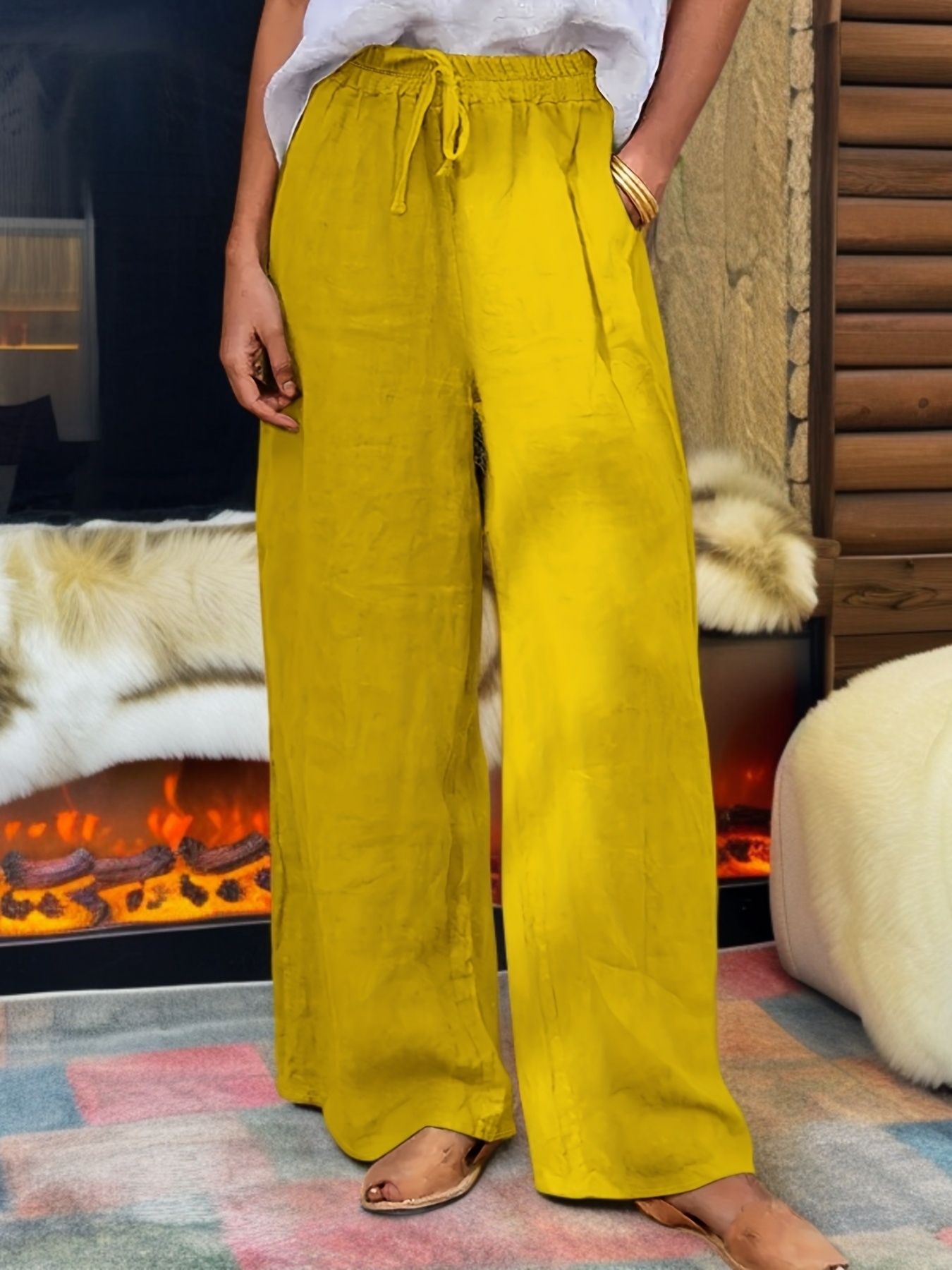 Women's Spring/Autumn Casual Straight-Leg Wide-Leg Trousers