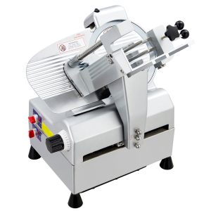 Automatic Meat Slicer Commercial Deli Slicer 10" 0-16mm Adjustable Thickness, Full Auto Dual-Motor, 304 SS and Al-Alloy Construction, 110V 660W White for Restaurant Butcher Shop