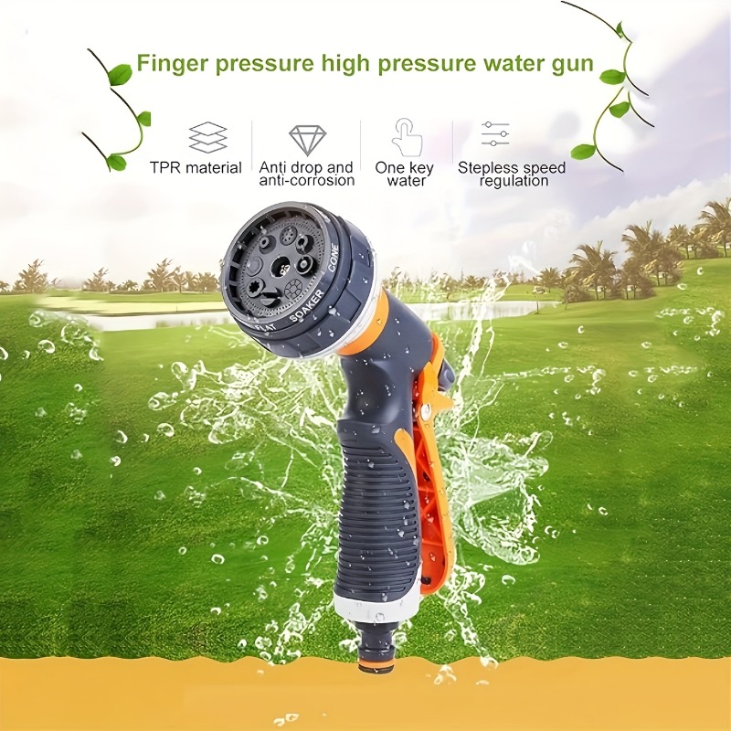1pc High-Pressure Garden Hose Nozzle - Adjustable Spray Pattern, Durable Lightweight Design with Ergonomic Orange And Black Grip, Universal Thread for Gardening, Car Washing, And Yard Cleaning - Image 2