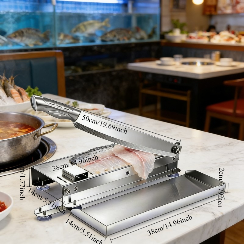 Expanded Cutting Platform Promotes Smooth Feeding Progress, Fine Adjustment Gears Realize Diversified Slicing Demands. Manual Meat Cutter Serves Group Events And Catering Shops to Process Bulk Meat And Daily Farm Produce &Meat Cleaver - Image 3