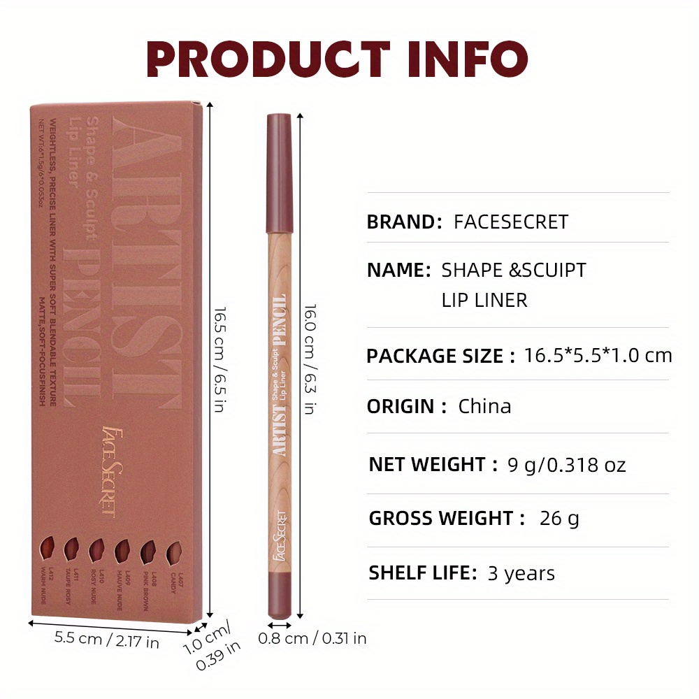 6pcs/set lip liner set lip liner waterproof long-lasting matte lip liner set natural makeup effect easy to apply non-stick non-smudge lip liner set lip cosmetics makeup set - Image 6