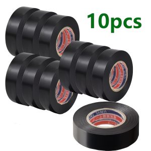 10 Black PVC Electrical Tapes- Strong Adhesion, Heat-Resistant, Durable, Suitable for Wiring, Racket Grips, And for Home Use- Insulating And Flame-Retardant Tape, Essential for Home Improvement| Decorative Tape| Durable Adhesive