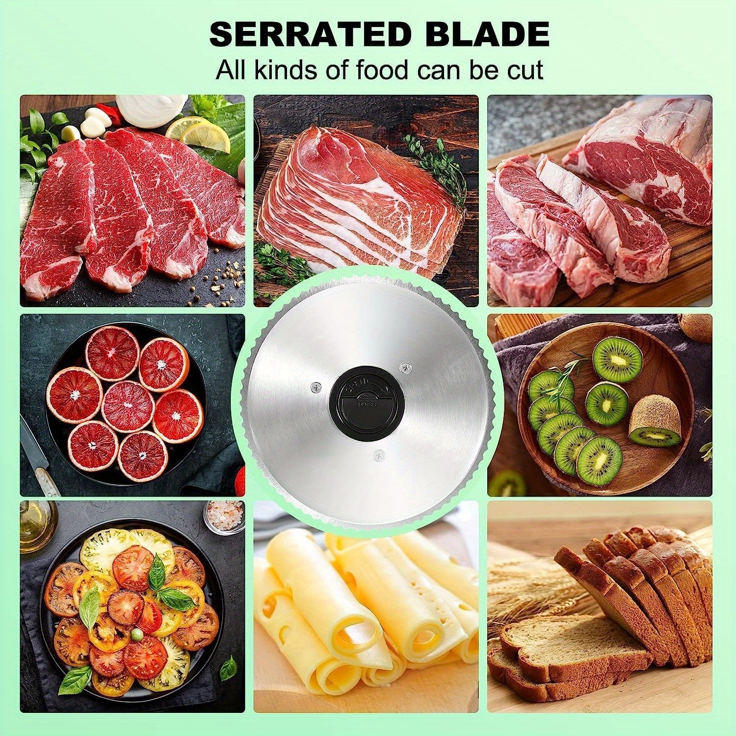 OSTBA Meat Slicer Electric Deli Food Slicer with Two Removable Stainless Steel Blades And Food Carriage, Adjustable Thickness Meat Slicer for Home, Food Slicer Machine for Meat, Cheese, Bread - Image 9