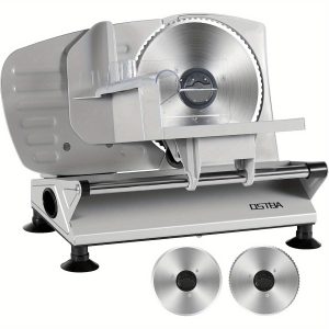 OSTBA Meat Slicer Electric Deli Food Slicer with Two Removable Stainless Steel Blades And Food Carriage, Adjustable Thickness Meat Slicer for Home, Food Slicer Machine for Meat, Cheese, Bread