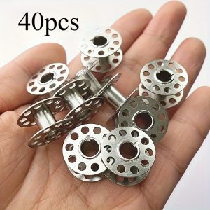 40pcs Stainless Steel Sewing Bobbins, Metal Thread Bobbins for Brother Singer, Universal Fit for Vintage Household Machines, Sewing Supplies