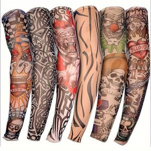[Sun Protection] Unisex Tattoo Sleeves | in Random Combinations | Featuring Old School Floral Designs | for Outdoor Cycling, Driving | with Unique Patterns in Each Set