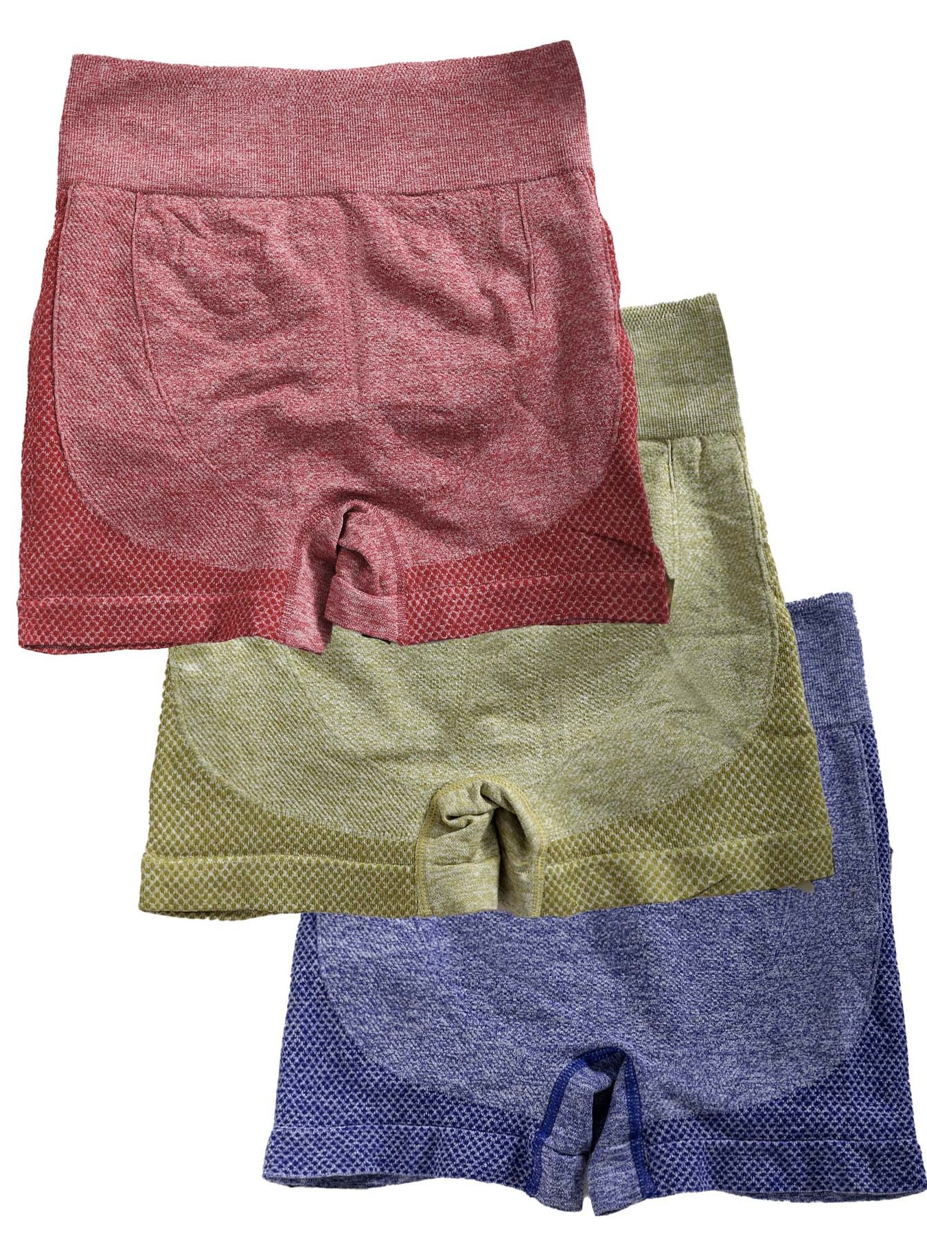3pcs Women's High-Waisted Tummy Control and Butt-Lifting Yoga Shorts, High-Stretch Fabric, Breathable, Comfortable, and Form-Fitting, Color-Block Design, Mixed Color Set, Suitable for All Seasons - Image 2