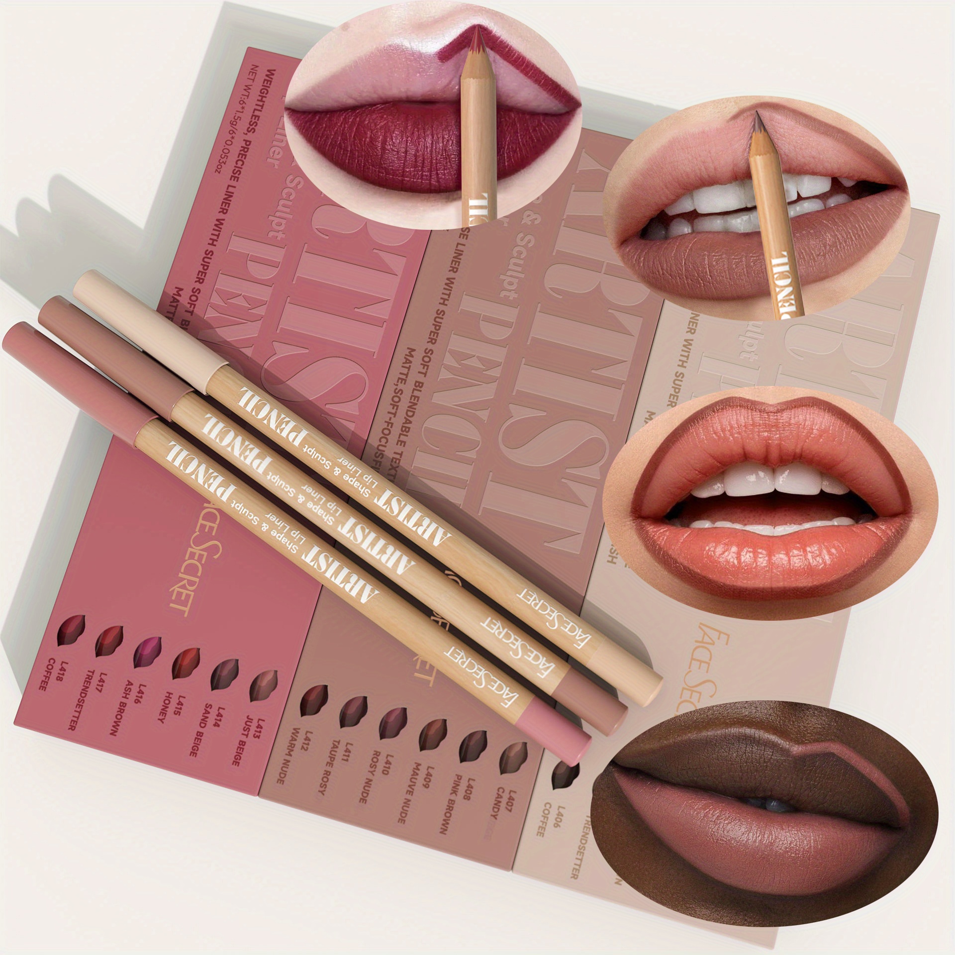 6pcs/set lip liner set lip liner waterproof long-lasting matte lip liner set natural makeup effect easy to apply non-stick non-smudge lip liner set lip cosmetics makeup set - Image 2