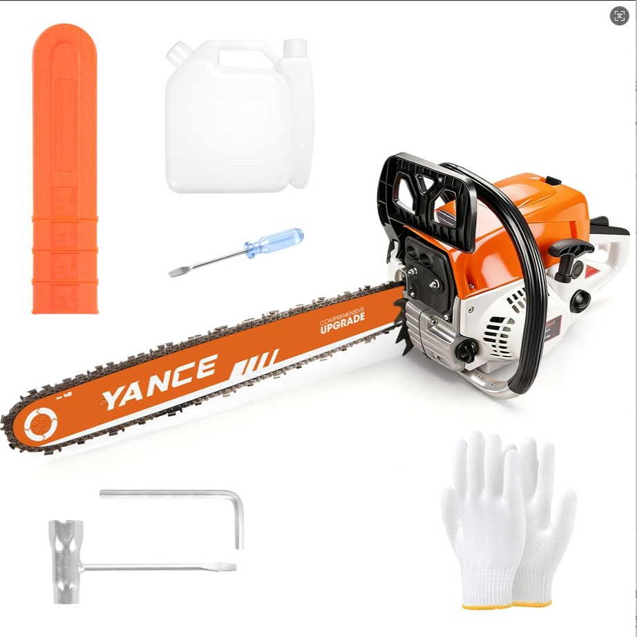 Professional 62CC Gasoline Chainsaw 20 Inch Chain Powerful 2-Stroke Motor for Heavy Duty Wood Cutting Logging Farm Use Durable Quiet Safe with Anti-Vibration Handle Additions Included - Image 4