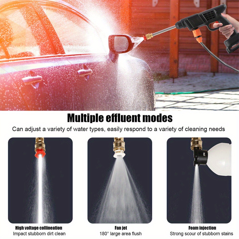 Cleaning Tools Car Wash Supplies Set 300W 30Bar High Pressure Washer Water Gun, High Pressure Cleaning Machine 196.85inch Hose, with Foam Sprayer, Multifunctional Nozzle - Image 9