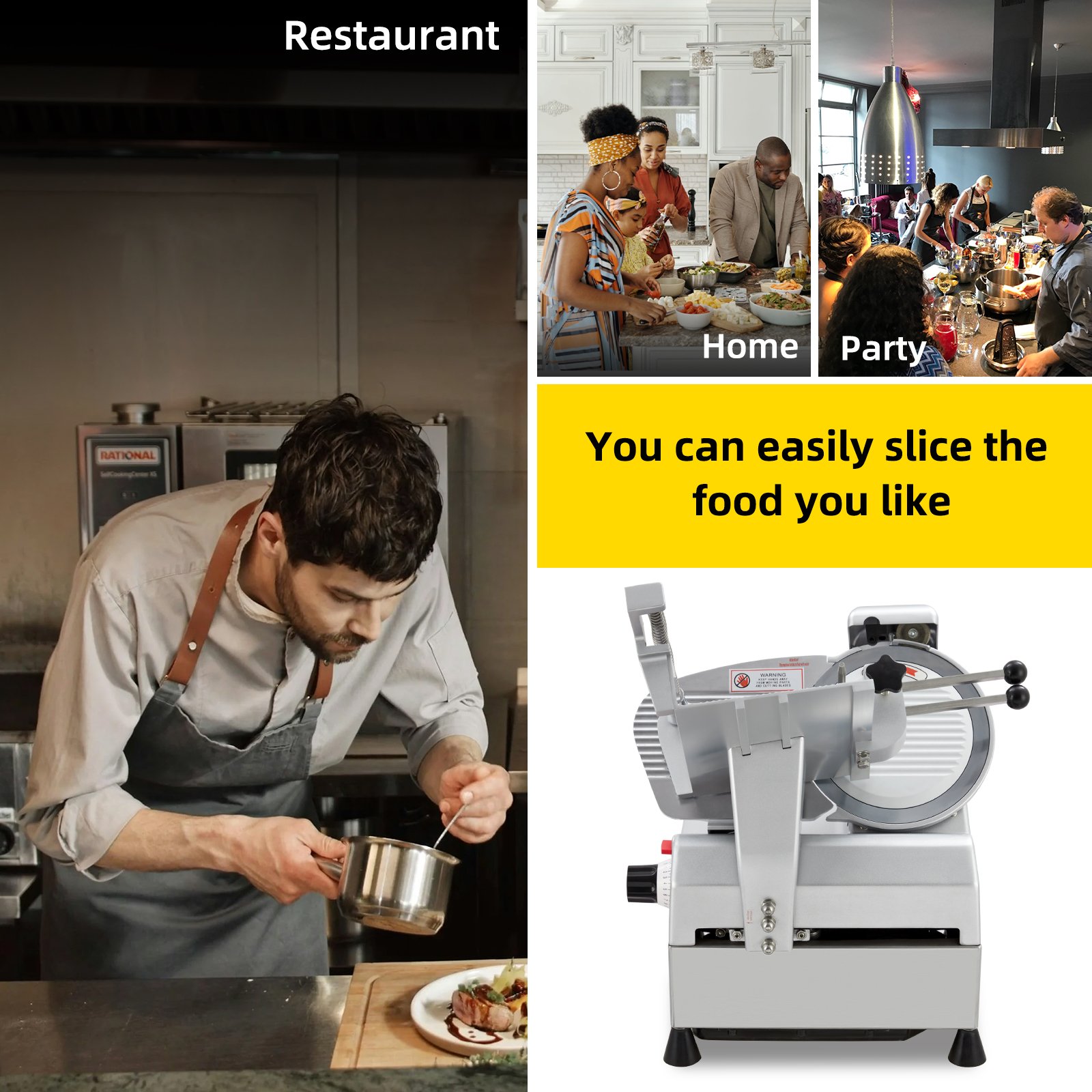 Automatic Meat Slicer Commercial Deli Slicer 10" 0-16mm Adjustable Thickness, Full Auto Dual-Motor, 304 SS and Al-Alloy Construction, 110V 660W White for Restaurant Butcher Shop - Image 4