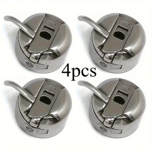 4pcs Sewing Machine Bobbin Case- Universal Silvery Gray Bobbin for Household Sewing Machines- Durable DIY Needle and Thread Sewing Accessories