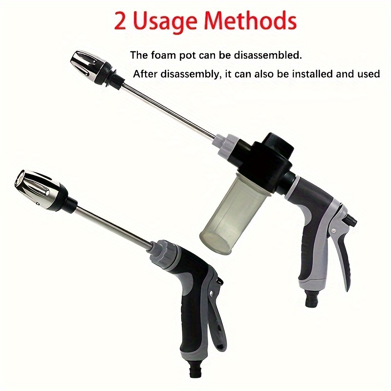 1pc Portable High-Pressure Car Wash Water Gun, Quick Connect Adapters for 3/4 Inch And 1/2 Inch, Multifunctional Garden Hose Nozzle, Adjustable Thickened Rod Spray, Suitable for Car Cleaning And Pet Washing - Image 7