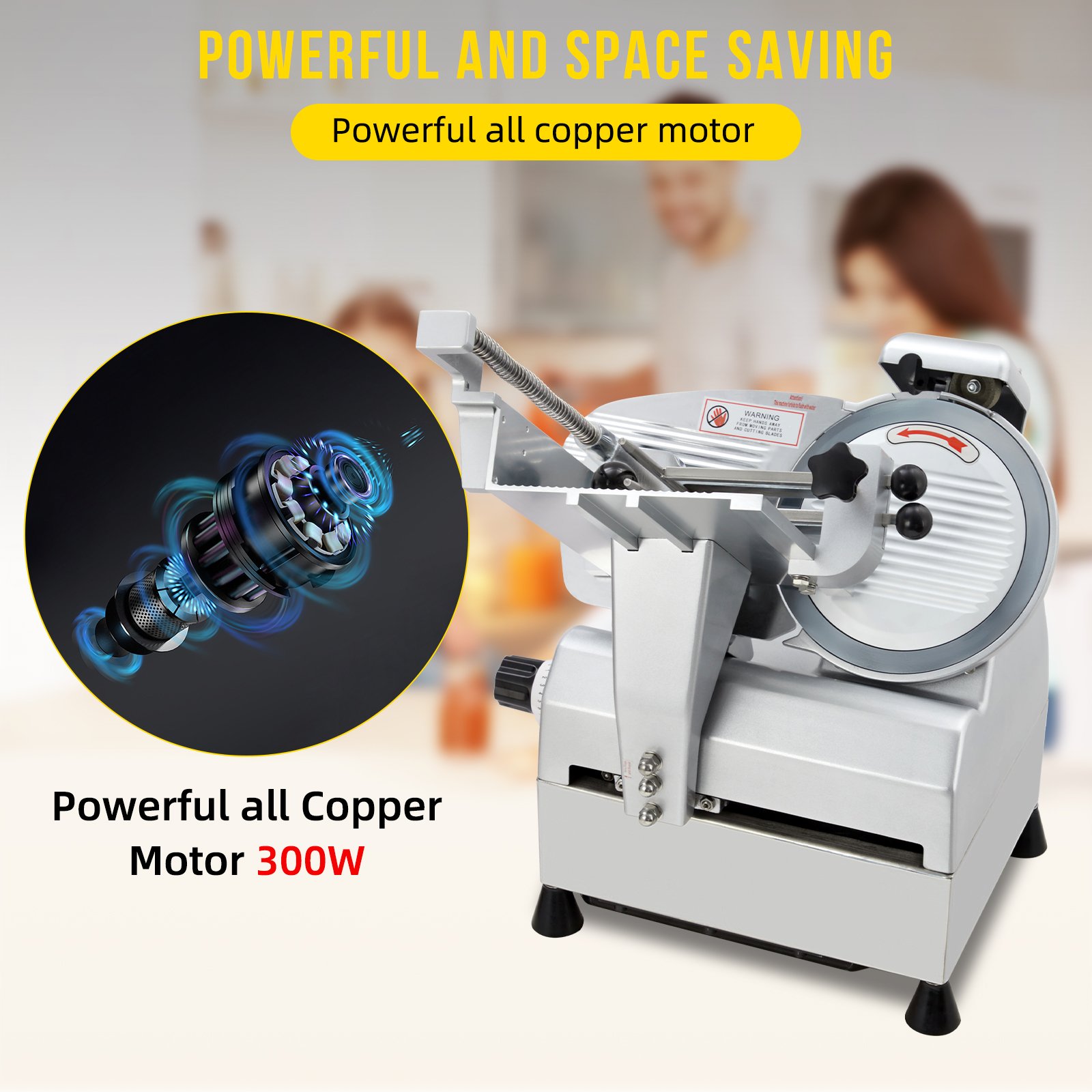 Automatic Meat Slicer Commercial Deli Slicer 10" 0-16mm Adjustable Thickness, Full Auto Dual-Motor, 304 SS and Al-Alloy Construction, 110V 660W White for Restaurant Butcher Shop - Image 3