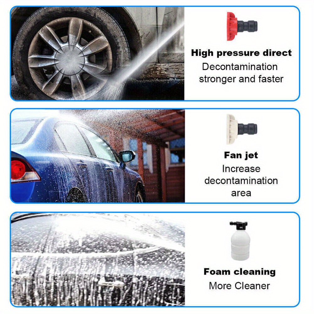 Cleaning Tools Car Wash Supplies Set 300W 30Bar High Pressure Washer Water Gun, High Pressure Cleaning Machine 196.85inch Hose, with Foam Sprayer, Multifunctional Nozzle - Image 7