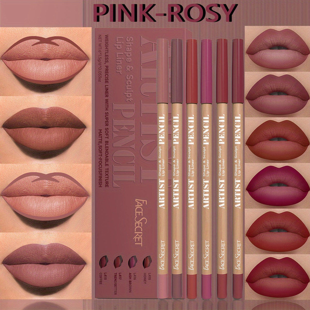 6pcs/set lip liner set lip liner waterproof long-lasting matte lip liner set natural makeup effect easy to apply non-stick non-smudge lip liner set lip cosmetics makeup set - Image 7