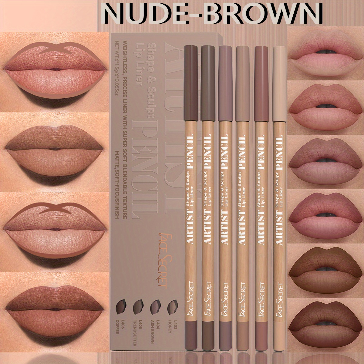 6pcs/set lip liner set lip liner waterproof long-lasting matte lip liner set natural makeup effect easy to apply non-stick non-smudge lip liner set lip cosmetics makeup set - Image 3