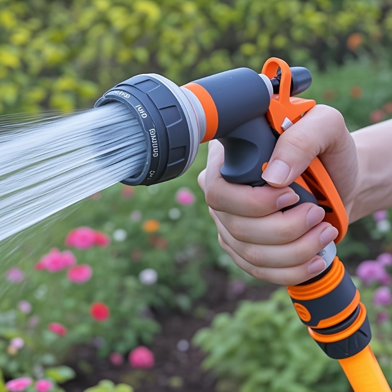 1pc High-Pressure Garden Hose Nozzle - Adjustable Spray Pattern, Durable Lightweight Design with Ergonomic Orange And Black Grip, Universal Thread for Gardening, Car Washing, And Yard Cleaning