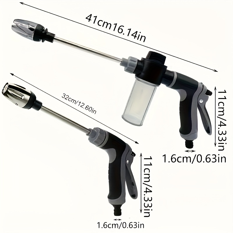 1pc Portable High-Pressure Car Wash Water Gun, Quick Connect Adapters for 3/4 Inch And 1/2 Inch, Multifunctional Garden Hose Nozzle, Adjustable Thickened Rod Spray, Suitable for Car Cleaning And Pet Washing - Image 5