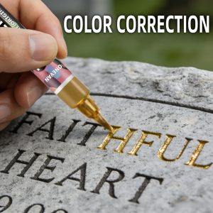 ONEVAN Premium Golden-End Monument Marker | Restores Faded Inscriptions on Gravestones And Granite Surfaces. Features a Quick-Drying Fine Tip, Ideal for Cemetery Maintenance And Color Restoration on Marble And Tile