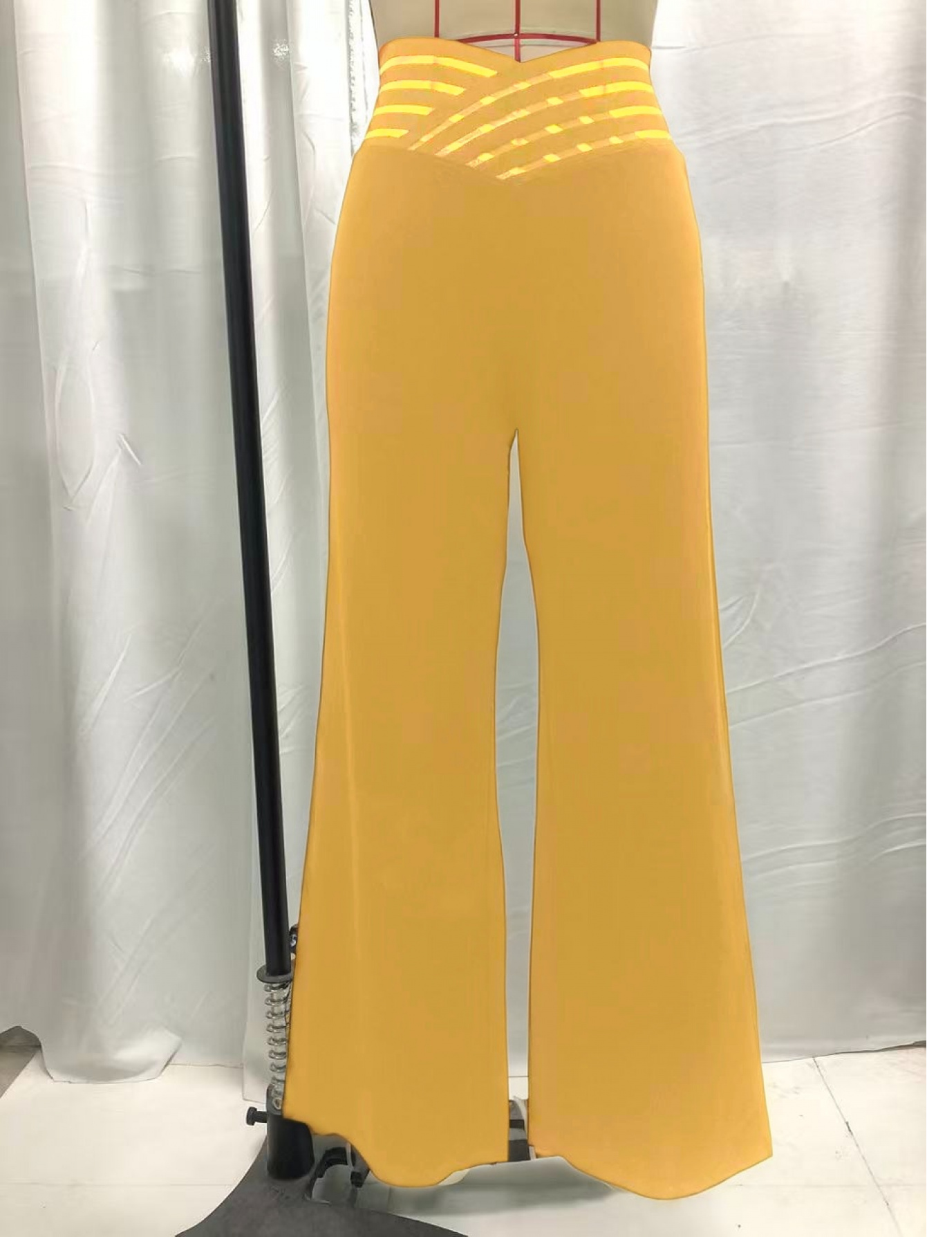 Women'S Cross-Waist Straight Pants with Mesh Design, Suitable for Outings And Dates, These Solid Color Slightly Stretchy Casual Trousers - Image 2
