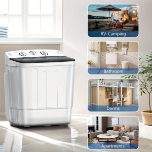 18/ 22/ 32Lbs Capacity Compact Mini Portable Double Drum Washer, Washing Machine, Free 8 Hangers And 1 Drying Rod - Saves Space, 1300 RPM, Saves Energy And Takes Care of Your Clothes - Great for Small Loads, Camping And Caravanning, Christmas Gift