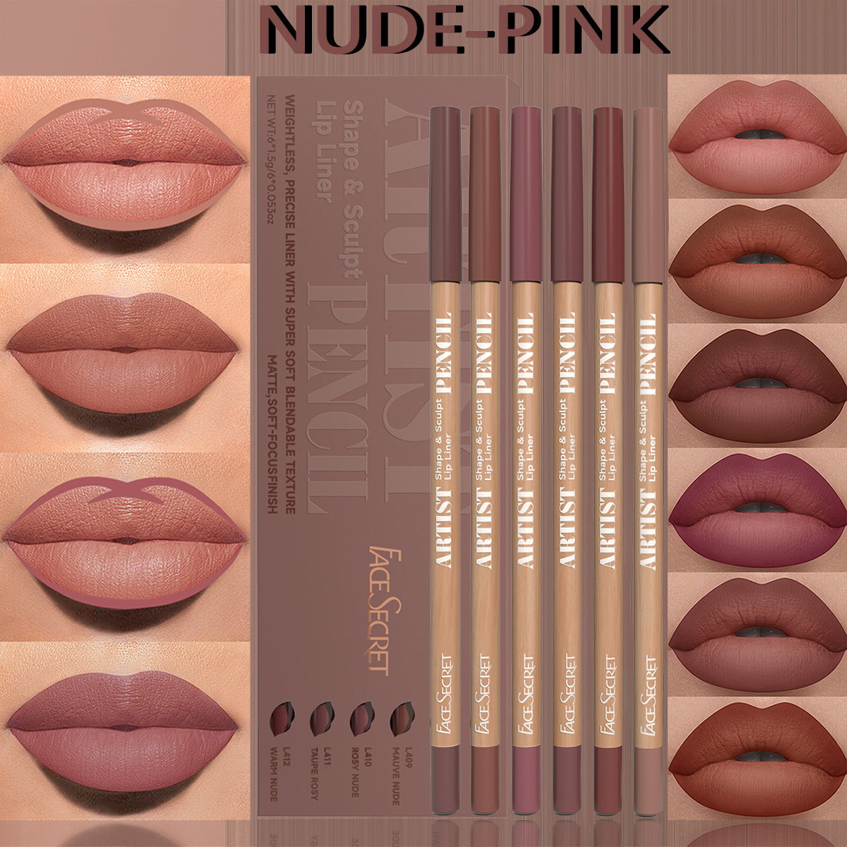 6pcs/set lip liner set lip liner waterproof long-lasting matte lip liner set natural makeup effect easy to apply non-stick non-smudge lip liner set lip cosmetics makeup set - Image 5