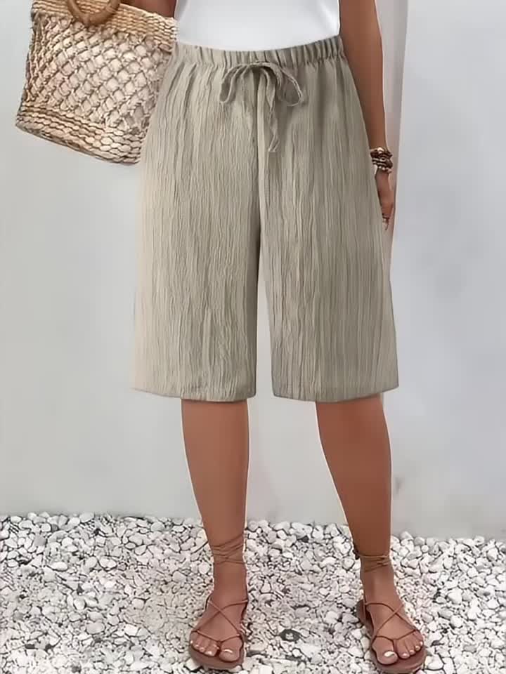 Directional Style Beach Vacation Style Summer Women'S Straight Pants Shorts Women'S Pure Color Tie-Up Casual Summer Women'S Shorts - Image 11