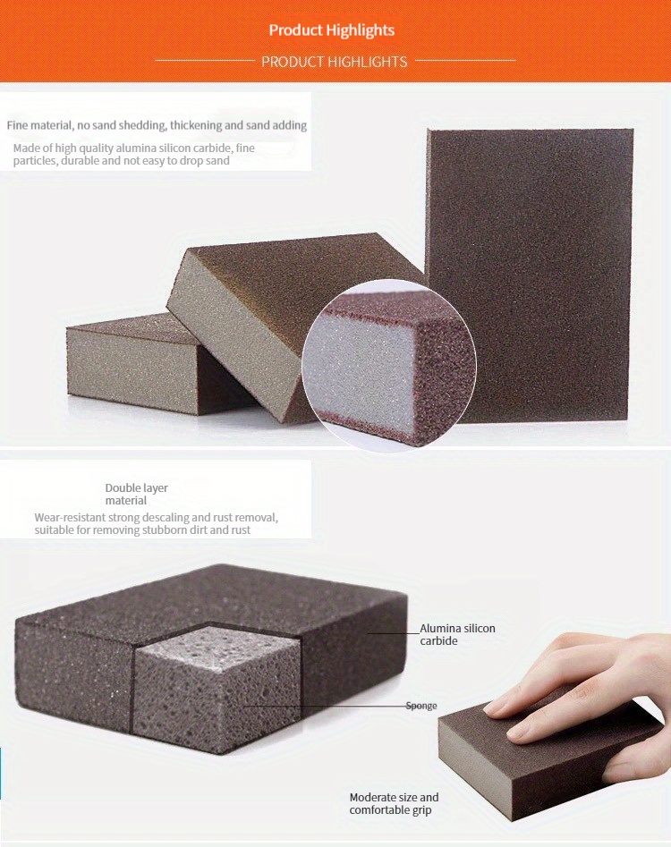 Diamond Sponge Cleaning Brush - Pot Bottom Cleaning Sponge - Rust Remover Sponge - Dish Sponge Block - Strong Degreaser - 1/3/6/9pcs - Cleaning Tools - Cleaning Supplies