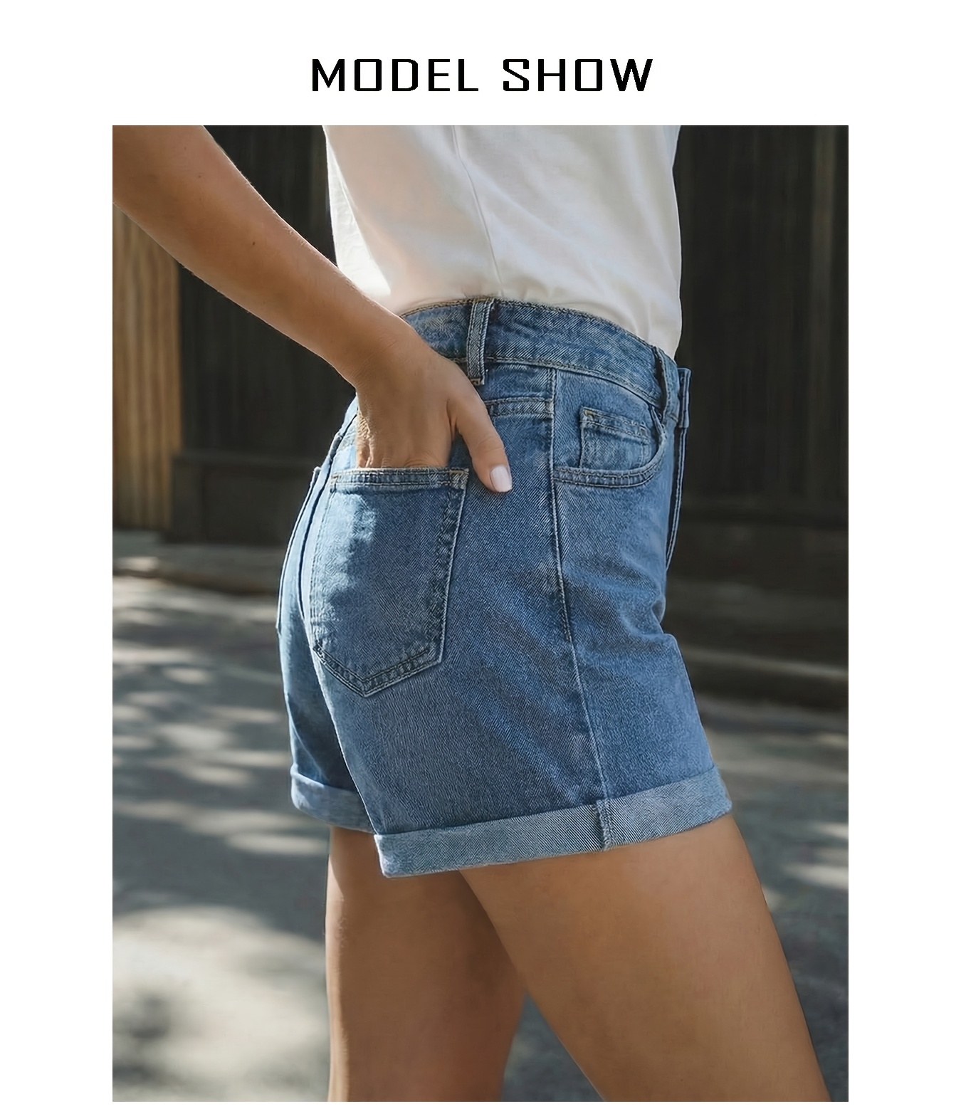 Women's Summer New Fashion Loose Wide-leg Denim Shorts, Classic Rolled Slacks with Pockets, Comfortable Denim Pants Suitable for Travel, Work, and All Seasons