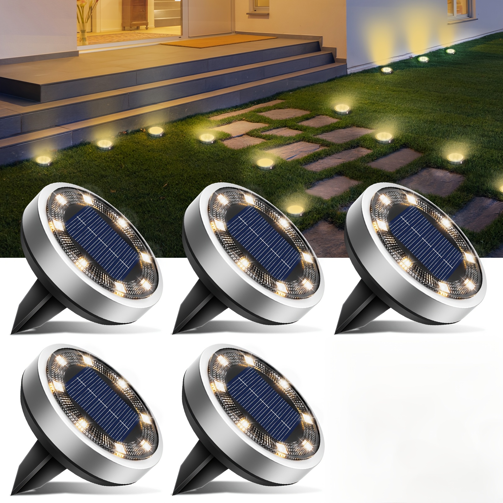 4/5/6/8/10/12/20pcs Super Bright Solar Ground Lights Outdoor(Regular/Mini Version) IP44Solar-powered In-Ground Lights Perfect For Garden Backyard Stairs Deck Swimming Pool Pathway Driveway Road Flower Bed Auto Off And On Easy To Install - Image 21