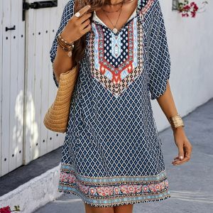 Women's Summer Straight-Leg Casual Directional Print Dress