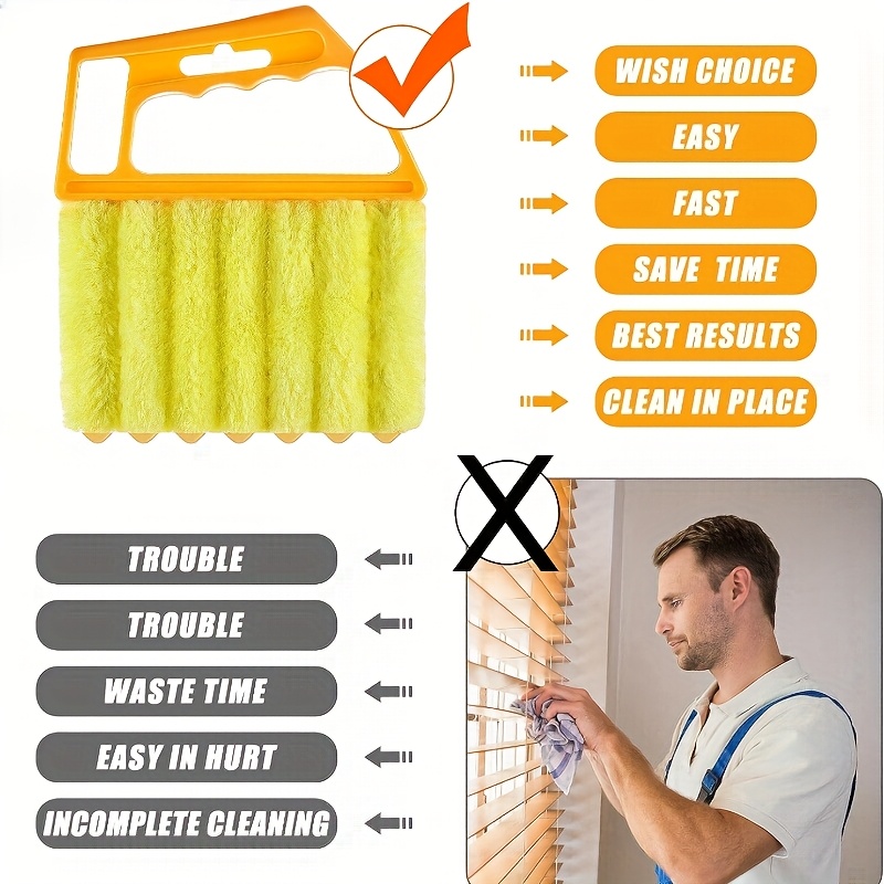 2-Pack Microfiber Randomcolor Style Blind Cleaner Kit - Reusable Crevice Brush for Vents/Windows/Curtains - Washable Household Tool